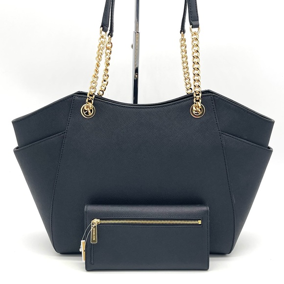 Michael Kors Large Chain Shoulder Tote Bag & Trifold Wallet - Picture 2 of 8